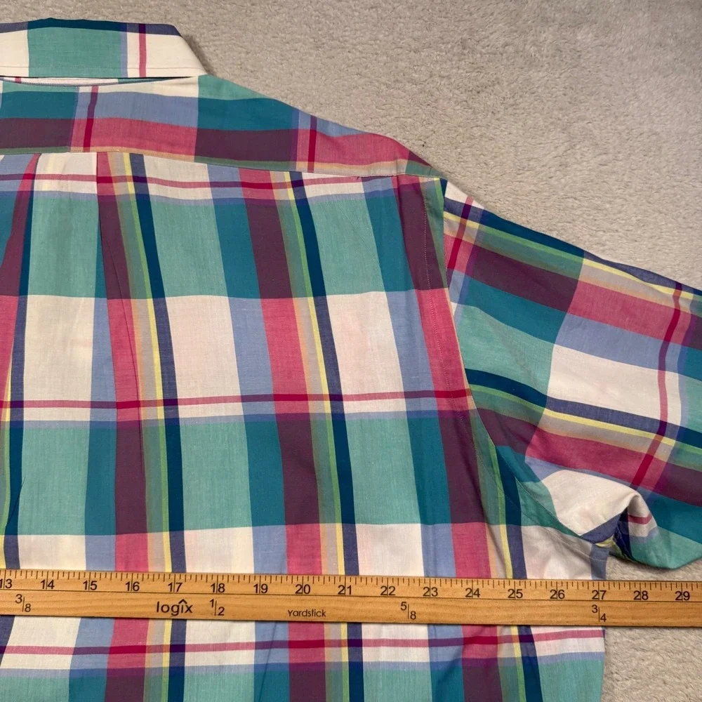 Vintage Polo Ralph Lauren Button Down Shirt Men 17-34 Pastel Plaid Easter Cotton